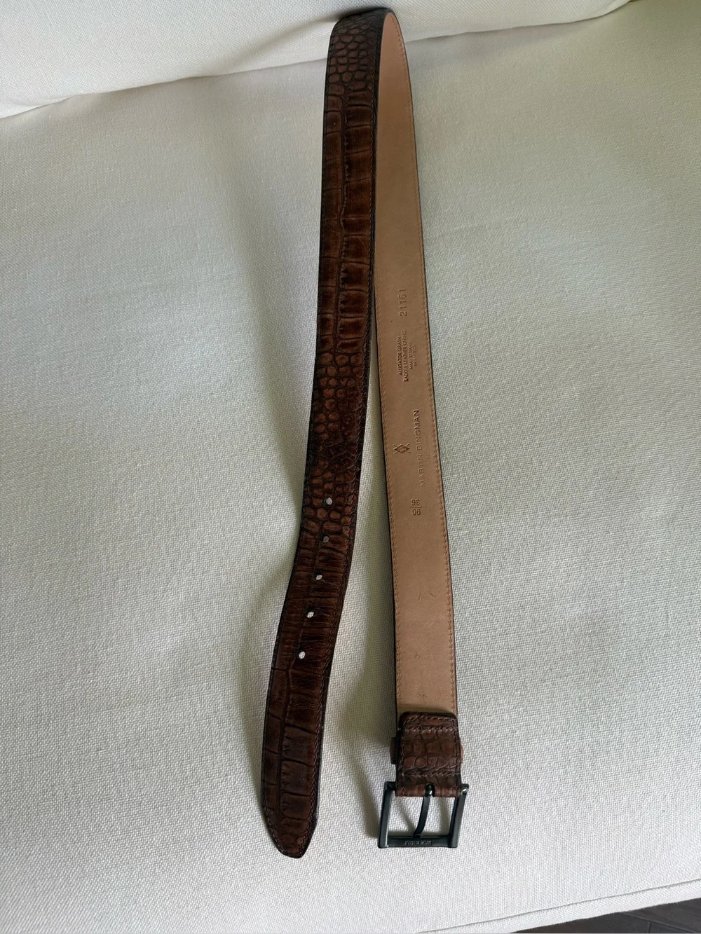 MARTIN DINGMAN ALLIGATOR GRAIN Saddle Leather Belt Size 90/36